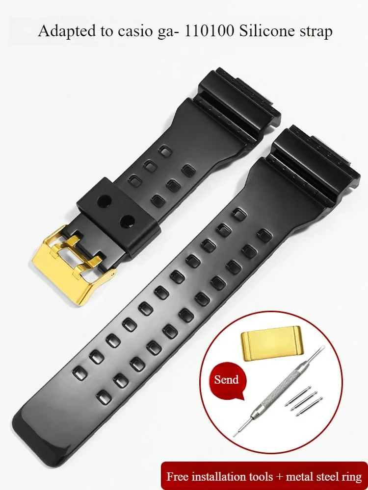 Adapt GA-110 Black Gold Silicone Watch with Ga100 140 GD120 Series Men's Bracelet