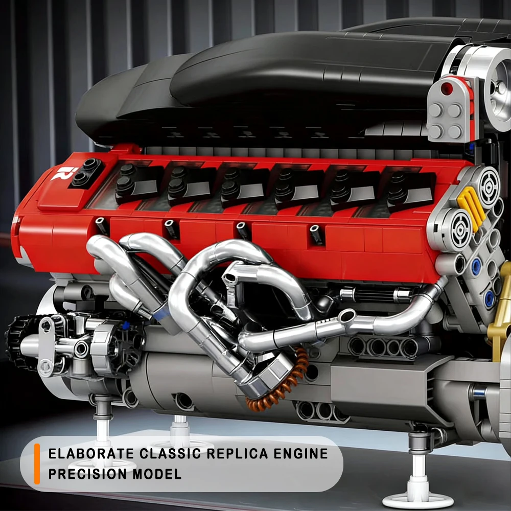 Motor de combustión interna de carreras V12 SP3, modelo de motor de coche famoso, grupo de bloques de construcción, ensamblaje de energía, ladrillos, juguete para regalo para niños