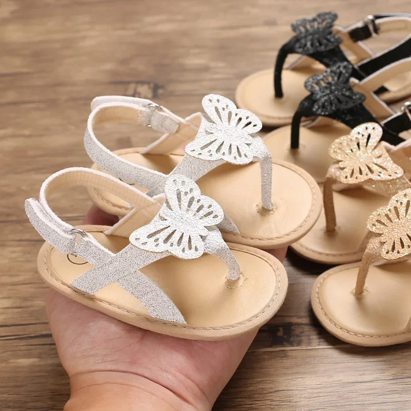 Sepatu sandal bayi balita 0-18 bulan, sepatu Fashion, sepatu sandal kupu-kupu berkilau, sandal bayi laki-laki perempuan, sepatu balita musim panas