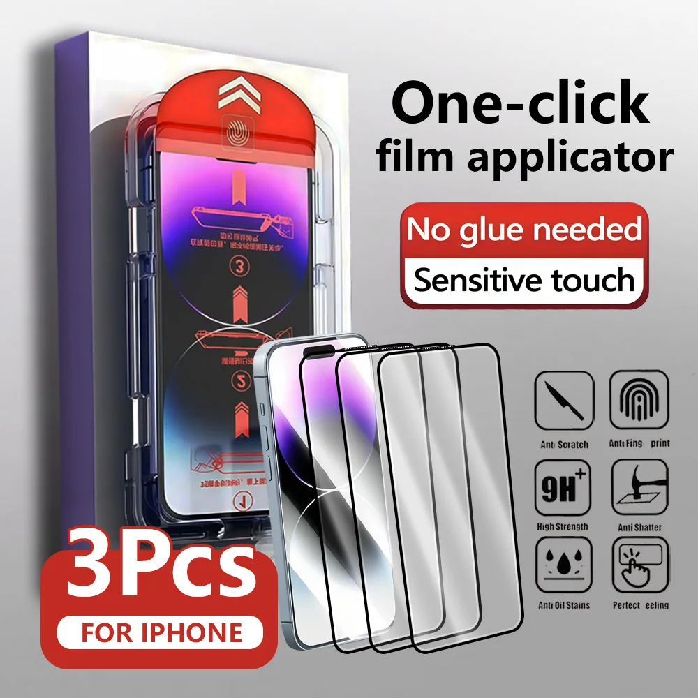 3 قطعة آيفون 16 15 14 13 12 11 برو ماكس Mini 16E 6 7 8 Plus X XS Max XR HD واقي للشاشة زجاج الهاتف الزجاج المقسى