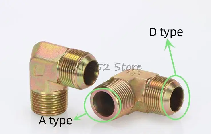 

1Pc 1/8" 1/4" 3/8" 1/2" 3/4" A type to 7/16" 9/16" 7/8" 1-1/16" 1-5/16" D type Male Thread 90°Elbow High Pressure Oil Pipe Joint