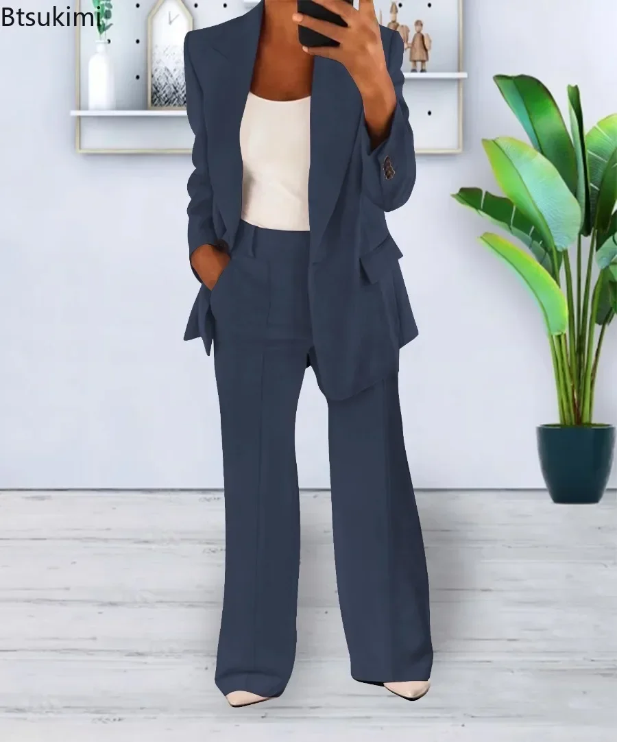 New 2025 Women's 2PCS Pants Sets Business Office Ladies Formal Blazer and Pants Sets Oversized Tracksuit Sets Female Outfits 5XL