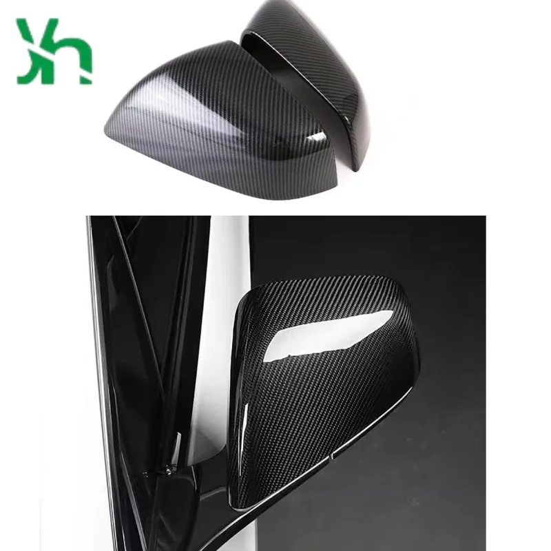 غطاء مرآة جانبية غطاء مرآة الرؤية الخلفية من ألياف الكربون الحقيقية مناسب لطراز تسلا S-2021-2023 ملحقات غطاء مرآة خارجي