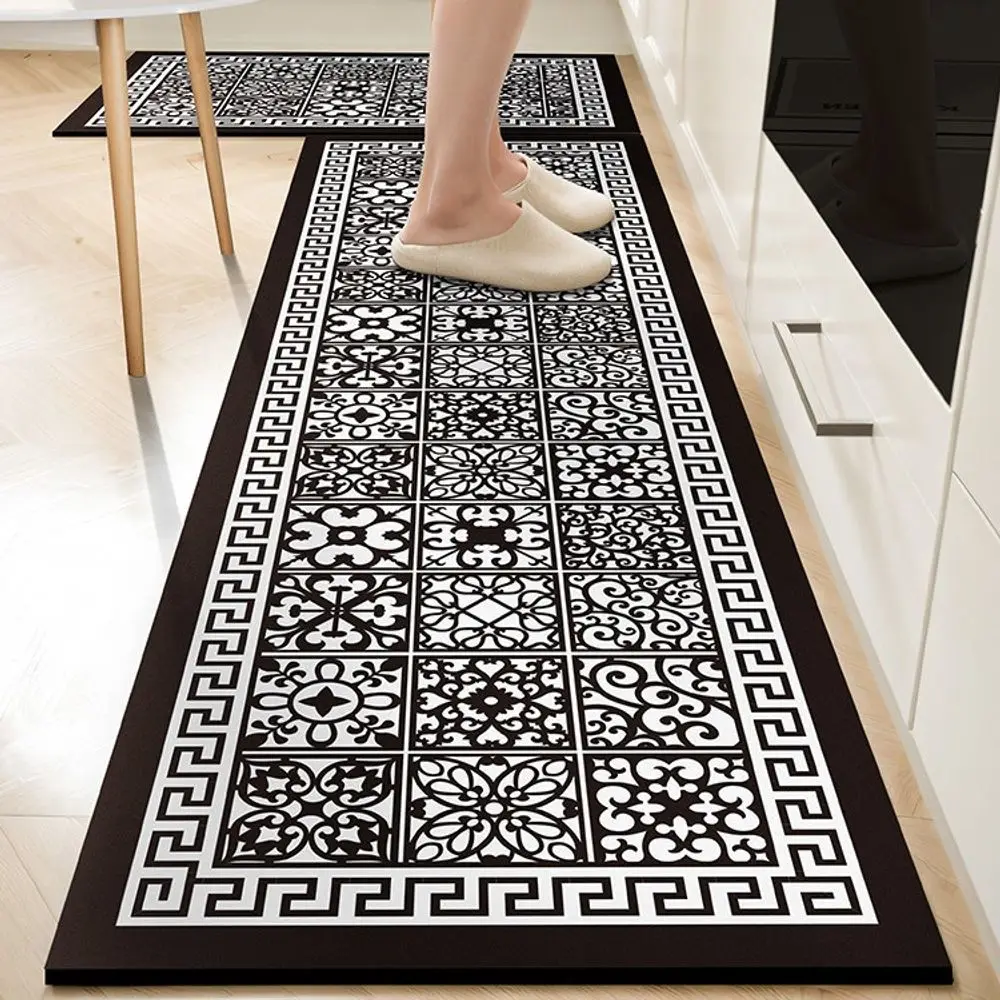 VIKAMA Retro-Teppich im amerikanischen Stil, samtweich, öl- und wasserabweisend, für Küche, Waschküche, Bodenmatte, leicht zu reinigen, Heimdekoration