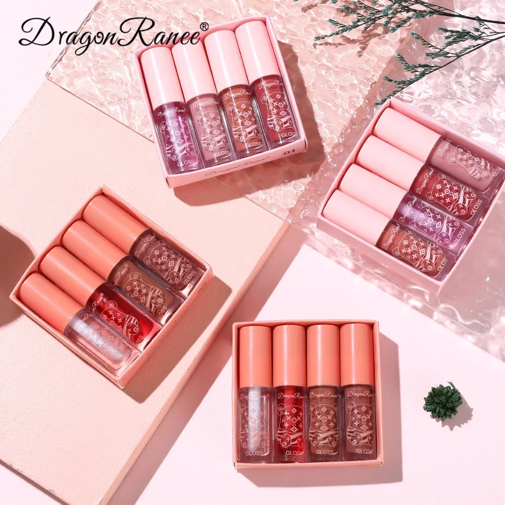 4 PCS Lip Ink Oil Set Hydrating Lip Gloss Pack Kit Moisturizer Waterproof Lip Tint Korean Makeup For Women Cosmetics