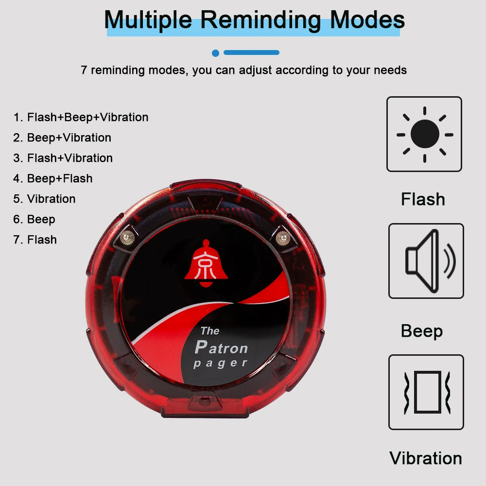 JINGLE BELLS Wireless Restaurant Waiter Coaster Paging System 1 Keyboard 10 Pagers 1 Charger Calling Queueing Service Buzzer
