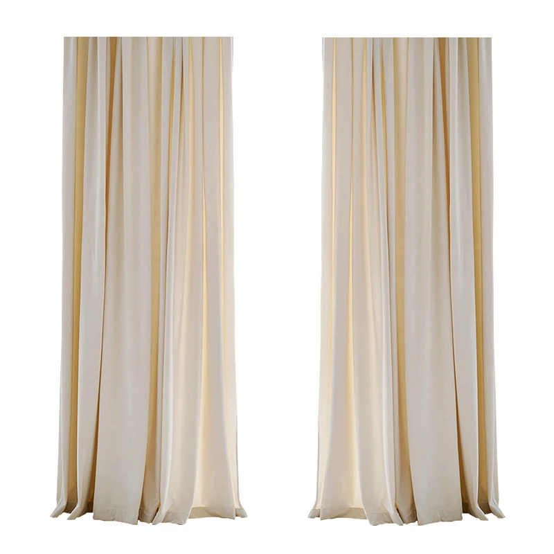 Cream velvet full blackout curtains custom bedroom living room curtain fabric wholesale