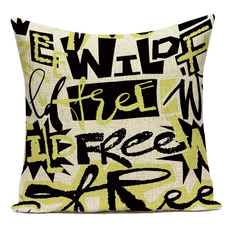 Personality Letter Printed Cushion Cover Decorative Throw Pillow Case for Sofa Chair Kids Room Pillow Covers Nordic Cushion Case