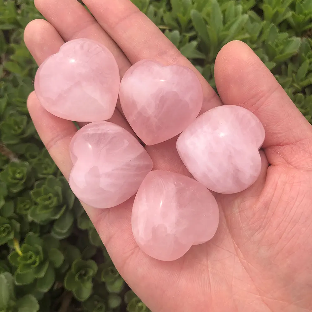 

1pc Natural Stone Pink Rose Quartz Crystals Love Heart Quartz Crystal Healing Stones Reiki Home Room Decoration Palmstone Gift
