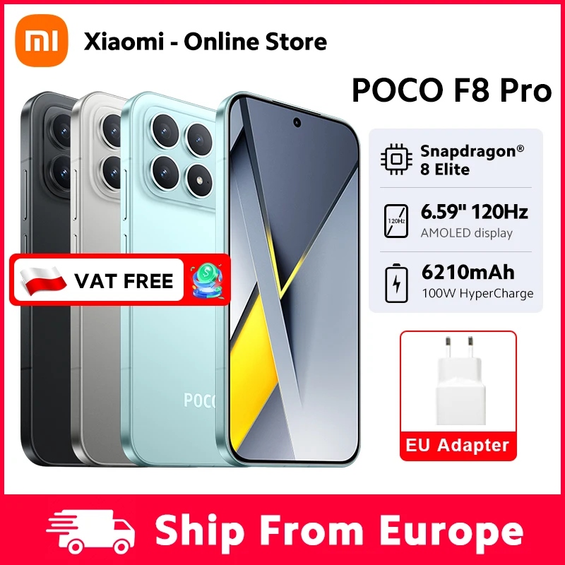 Smartphone Poco F8 Pro 5G version globale, téléphone mobile Snapdragon ®       8 Elite Écran Amoled 6,59'' 120Hz Batterie 6210mAh Appareil photo 50MP Charge 100W NFC
