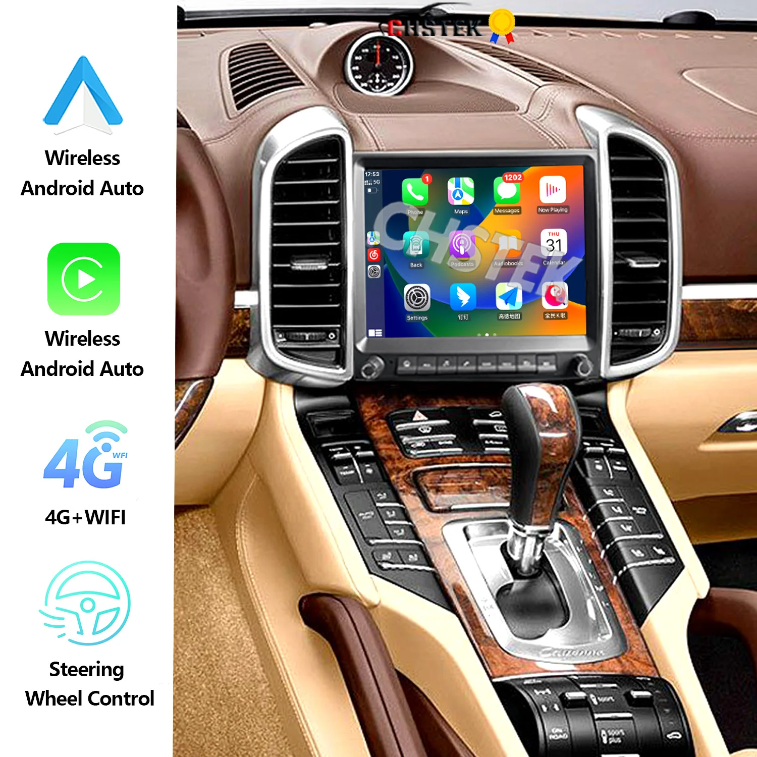 

CHSTEK Car Radio For Porsche Cayenne II 2011-2017 955 957 958 Stereo Android 13 Carplay Navigation WIFI 4G GPS Multimedia Player