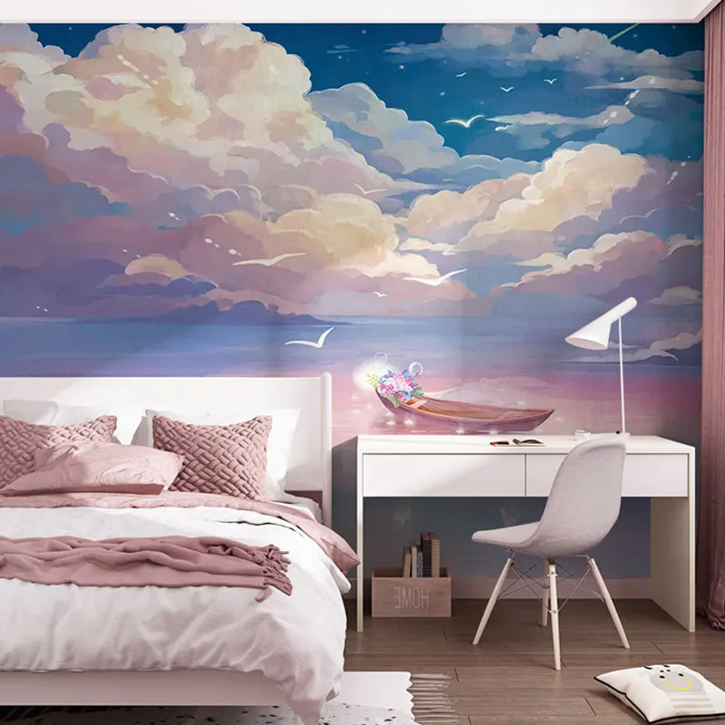 

beibehang custom Modern fantasy painted clouds sofa wallpaper for living room wall covering bedroom wall covering TV background