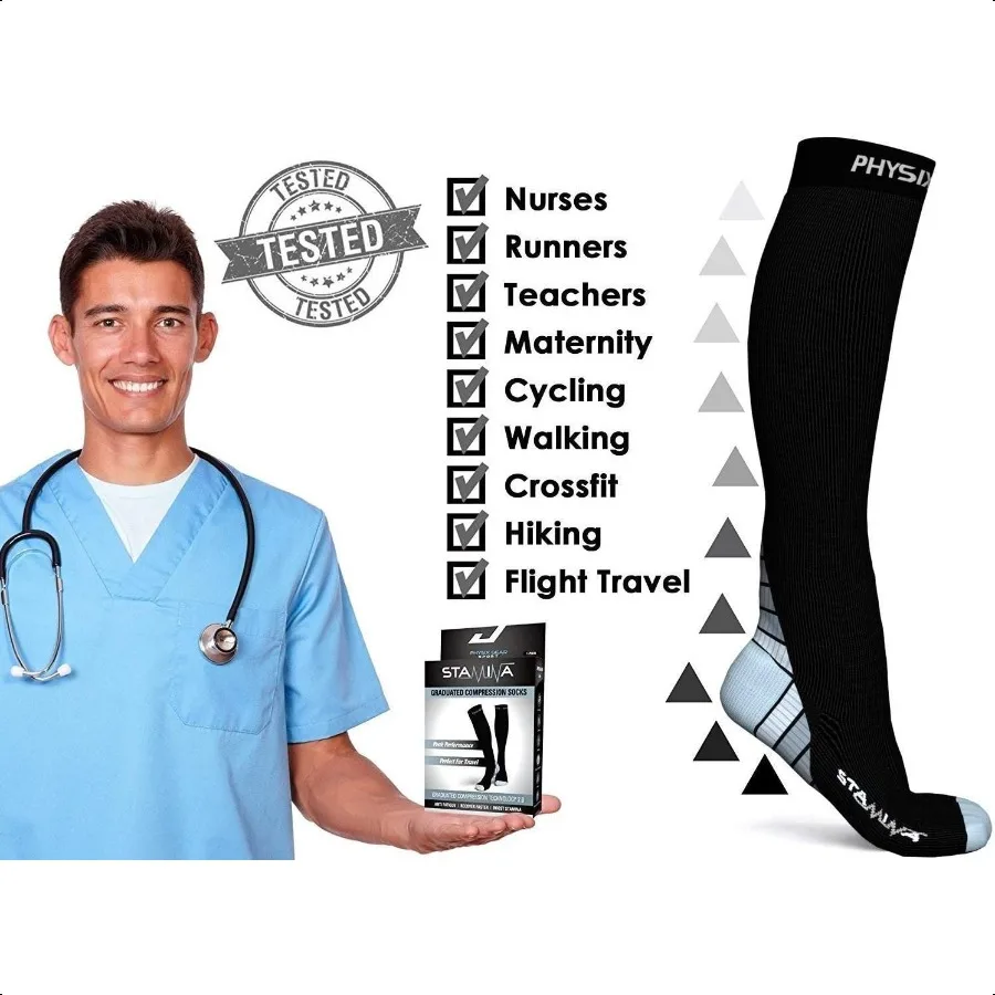 جوارب Physix Gear Comprion 2030 mmHg للرجال والنساء للجري والممرضات وجبائر شين للسفر والطيران #4