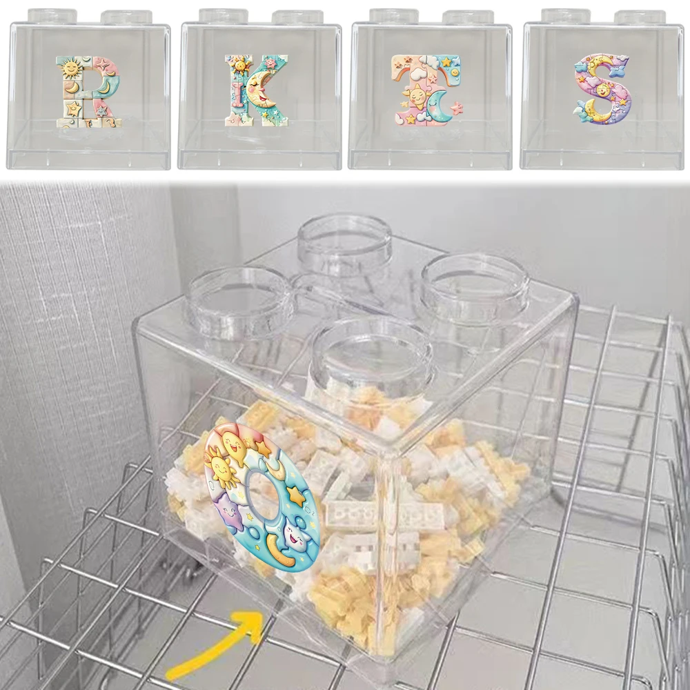 

Plastic Dustproof Coin Storage Case Portable Building Block Money Box Saw Puzzle Initial Name 26 Letters Pattern