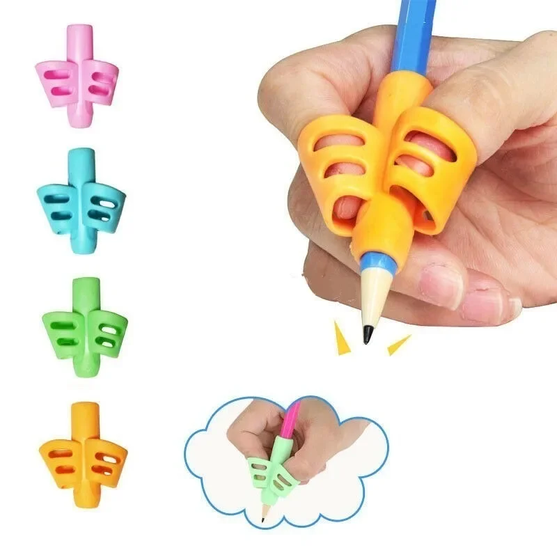 6Pcs Silicone Pencil Grasp 2/3Finger Gel Pen Grips Children Writing Training Correction Tool for Student Gift Writing Corrector