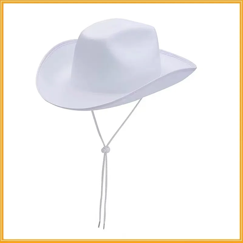 

White Delicate Cowboy Hat Adult Female Male Fashional Costume Carnival Party Halloween Role play Props Edge Covering Formal Cap