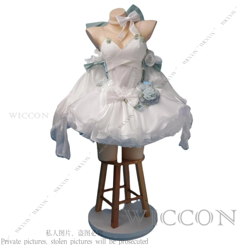 Lynette Cosplay Costume Game Genshin Impact Angel's Courtyard White Dress Ballet Cute Fontaine Wig Lolita Magician Lynette Set