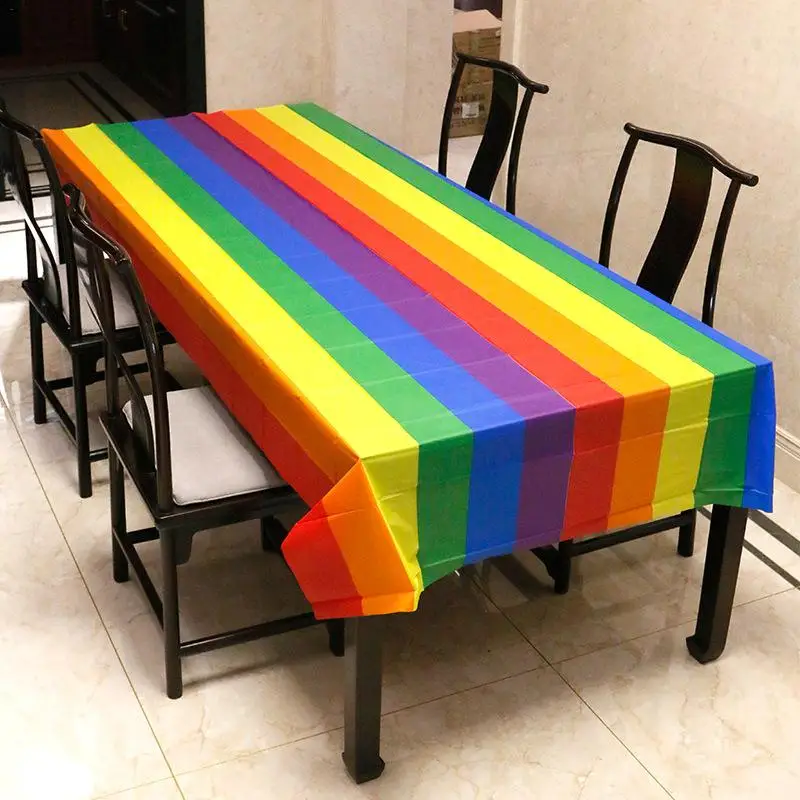 

Rainbow Table Tablecloth | Waterproof Rectangular Table Cover | Colorful Rainbow Theme Birthdays Party Supplies 137x274cm