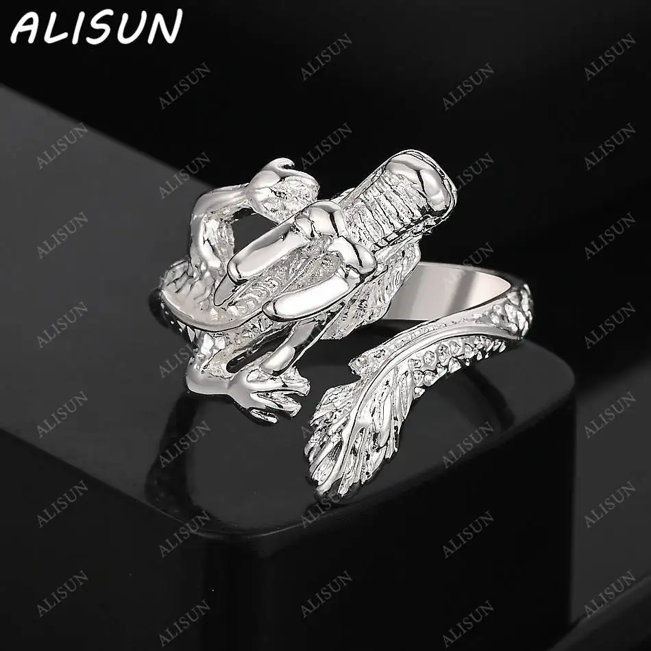 

ALISUN, кольцо из стерлингового серебра 925 пробы с головой дракона для мужчин, модные вечерние очаровательные ювелирные изделия, модные аксессуары в европейском стиле, праздничные подарки