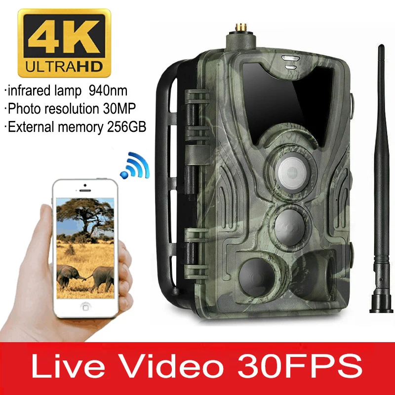 Live Broadcast APP Control 4G Wildlife Hunting Trail Camera Surveillance 36MP 4K (30fps) Wireless Outdoor HC801PRO Photo Trap