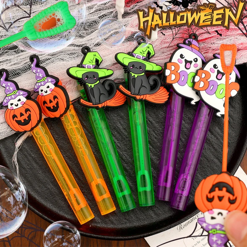 3 uds calabaza de Halloween fantasma murciélago varita de burbuja botella de jabón tubo DIY regalos para niños Horror suministros de decoración para fiesta de Halloween
