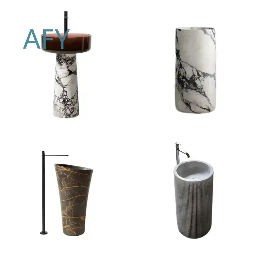 Clear Plexiglass Wash Bin with Natural Stone Marble Base for Hotel Bathroom Custom Furniture Marble Sink for Modern Bathroom
