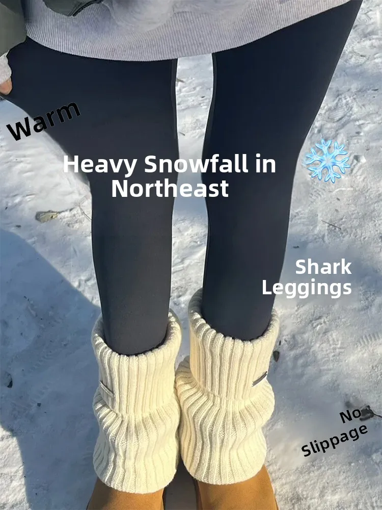 

Thiened arkskin Yoga Pants for Women Winter High Waist Warm Abdomen Control Anti-Cold Boting Trousers Ladies Faion