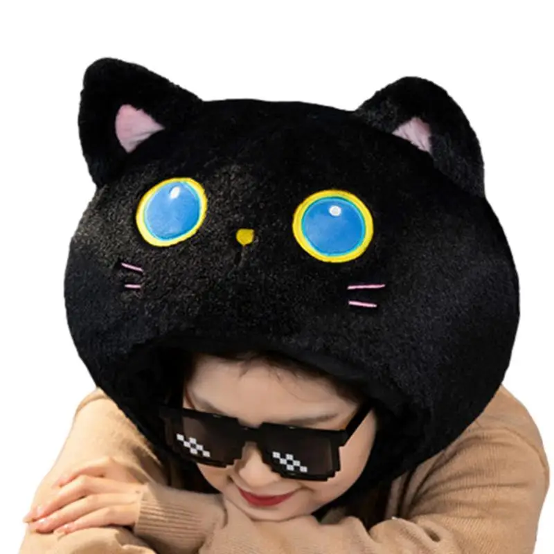 

Animal Hood Hat Plush Cat Hat Soft Cute Warm Plush Fluffy Faux Fur Hood Hat For Picnics Biking Spring Travel