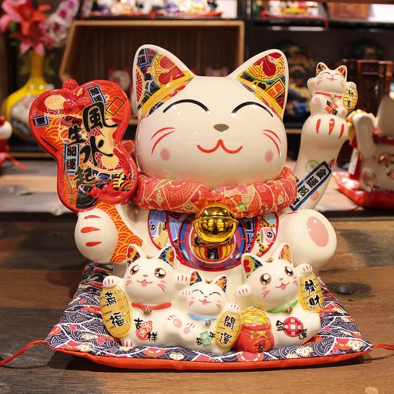 

Large Lucky Cat Ornament Japanese Cartoon Cat Ceramic Piggy Bank Storage Tank Creative Gifts Money Box Crafts Home Decorations