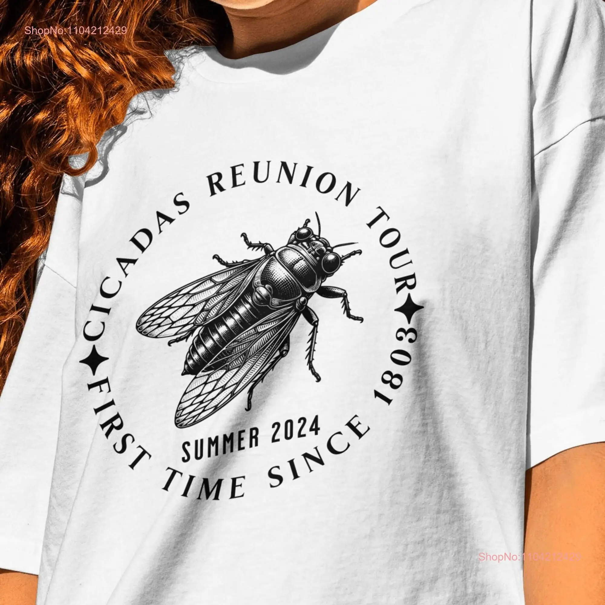 Cicada T Shirt 2024 Emergence Jersey  Funny Concert Bug Humor Goblincore Insect Nature Lover long or short sleeves