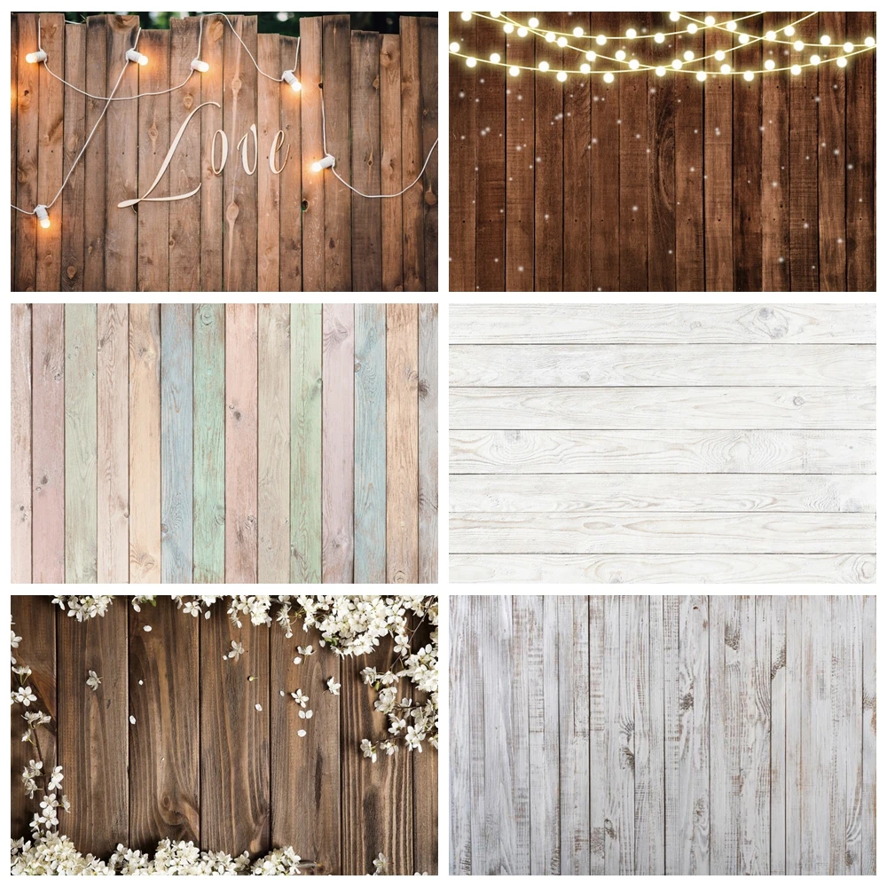 

Brown Wood Planks Floor Photography Backdrops Adult Portrait Wedding Party Photocall Dark Wooden Boards Flower Background