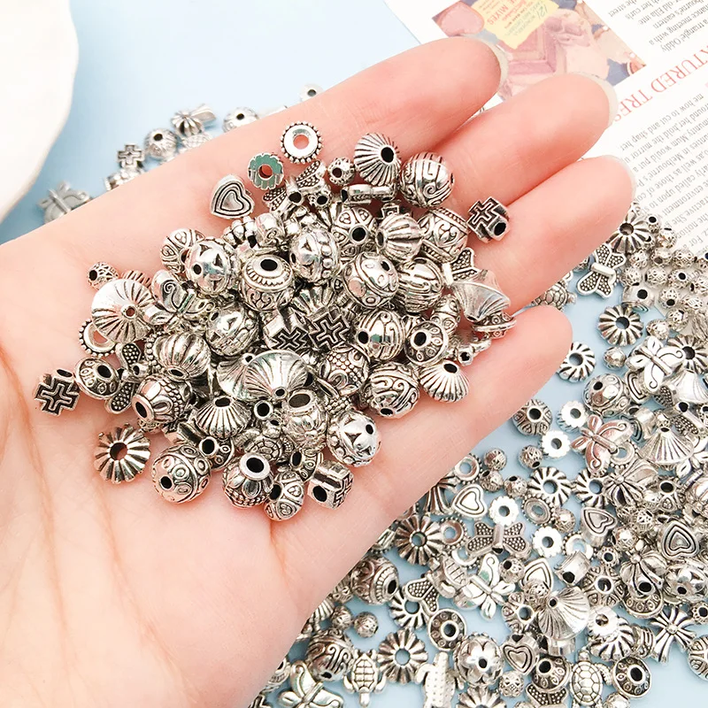 Randomly Mix 23/30pcs Metal Beads Antique Silvery Tube Beads Zinc Alloy Spacer Loose Beads For Diy Bracelet Jewelry Making