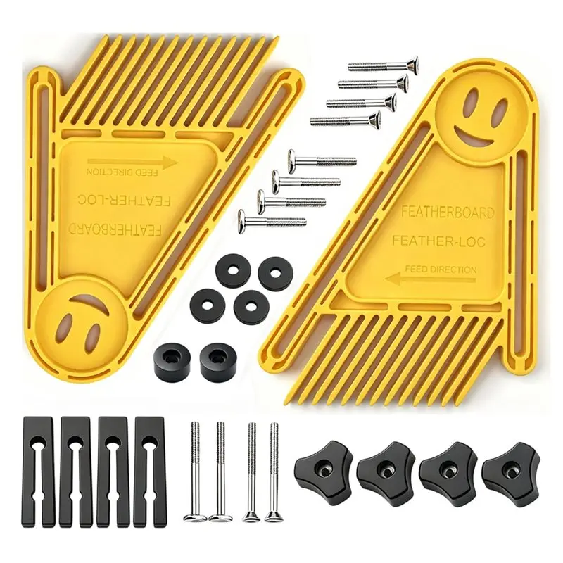 XSXS-2Pcs Multi-Purpose Feathers Loc Board Set Woodworking Engraving Machine Double Featherboards Miter Gauge Slot DIY Tools