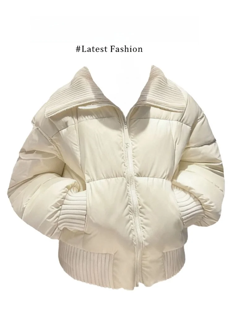 

Korean Style Short Thickened Cotton Jacket Women's Outerwear Winter New Arrival Warm Cotton Coat Straight Cut Long Sleeve