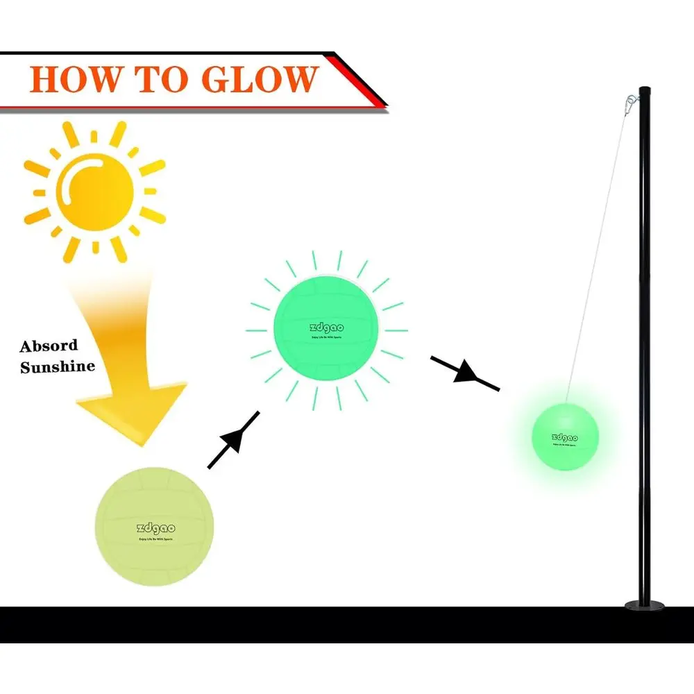 مجموعة كرات ربط محمولة مع كرة ربط متوهجة في الظلام، حبل وعمود، مجموعة عمود كرة ربط شديدة التحمل لمتعة العائلة، خارج #3