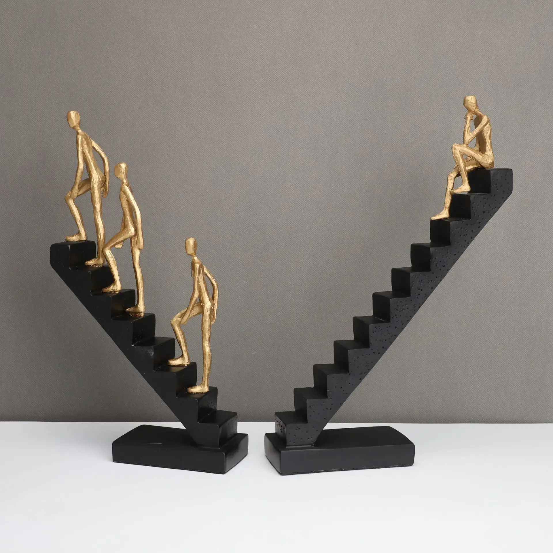 Staircase Figure Sculpture Golden Man Climber Abstract Simulation Handicraft Ornaments Artwork Furnishings Home Decoration