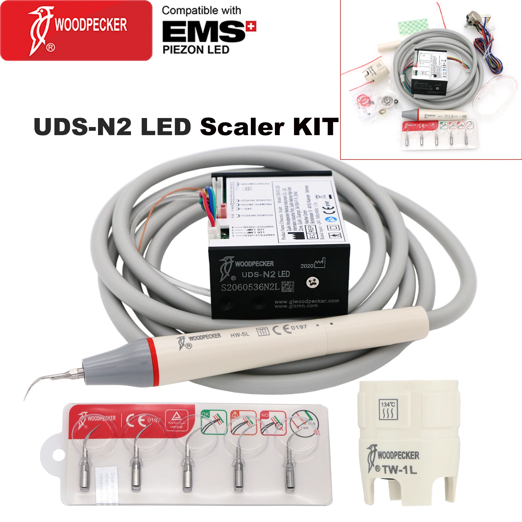 Woodpecker Dental Scaler Tips Ultrasonic Scaler UDS-N2 LED Fit EMS Teeth Whitening Dentist Unit Chair