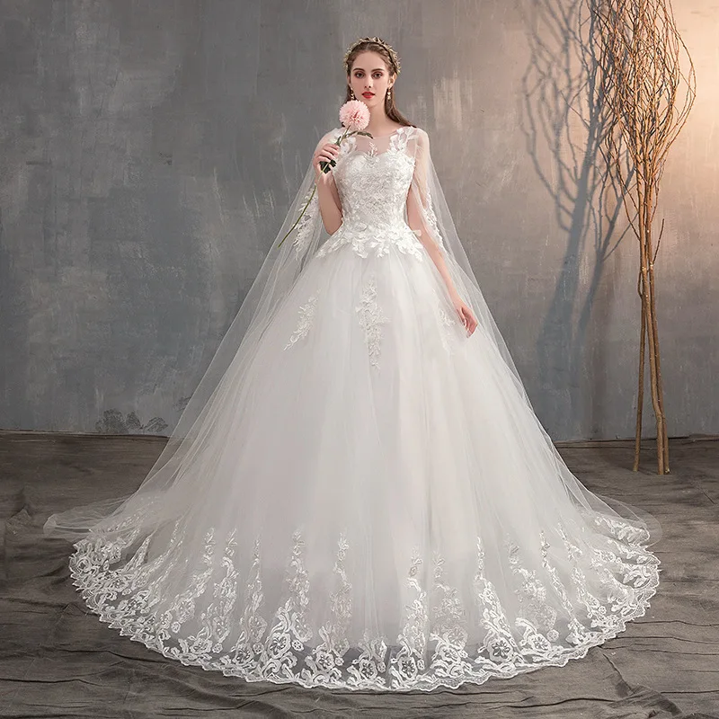 Robe de mariée en dentelle personnalisée pour femmes, Simple, princesse, longue, robe de bal, grande taille, robes de mariée brodées