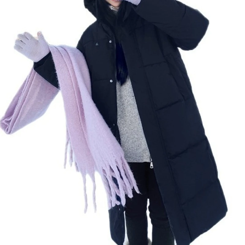 2025 Winter Fashion Loose Hooded Cotton-padded Jacket Women's Long Thick Warm Cotton-padded Jacket