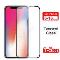 1-5Pcs Tempered Glass For iPhone 11 12 13 14 15 Pro XR XS Max Mini Screen Protector For iPhone 16 Pro Max 8Plus Protective Glass