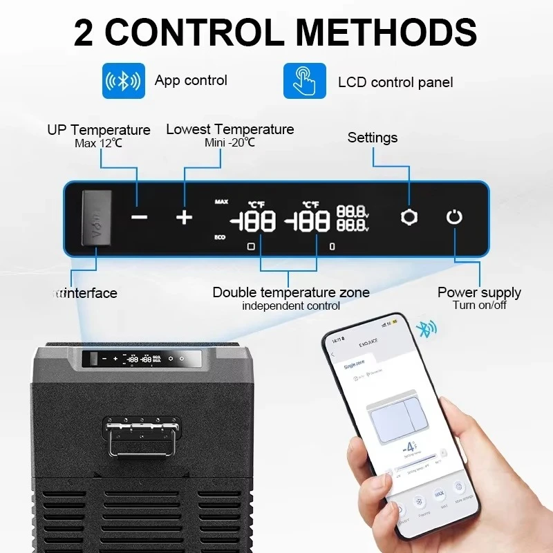 45L 55L dual-zone portable refrigerator is suitable for vehicle, home, camping, compressor cooling 110V 220V car refrigerator