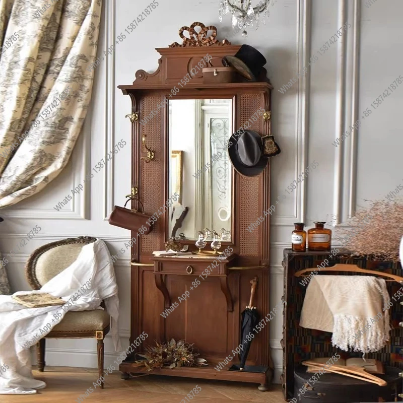 

All solid wood coat rack Floor-to-ceiling vertical coat and shoe rack multi-scene with storage and hanging clothes rack