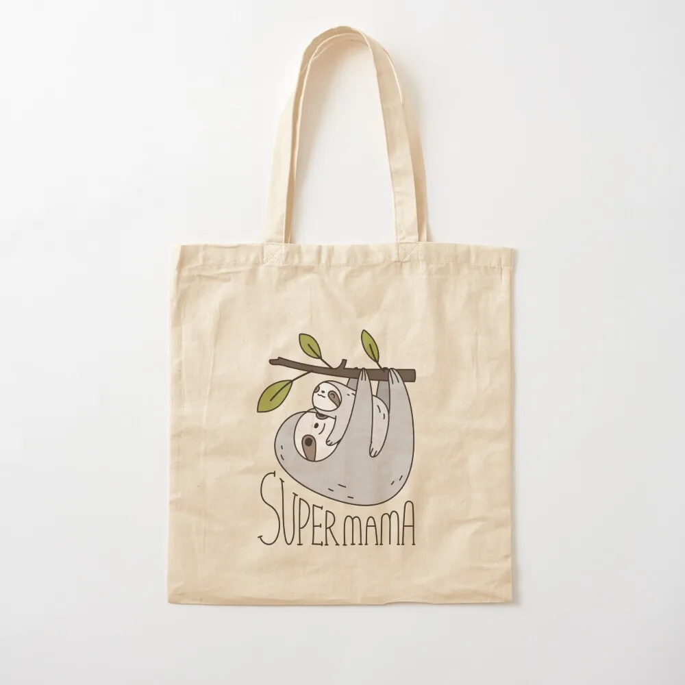 Super Mama Mom and Baby Sloth Tote Bag personalized tote tote bag custom Canvas Bag