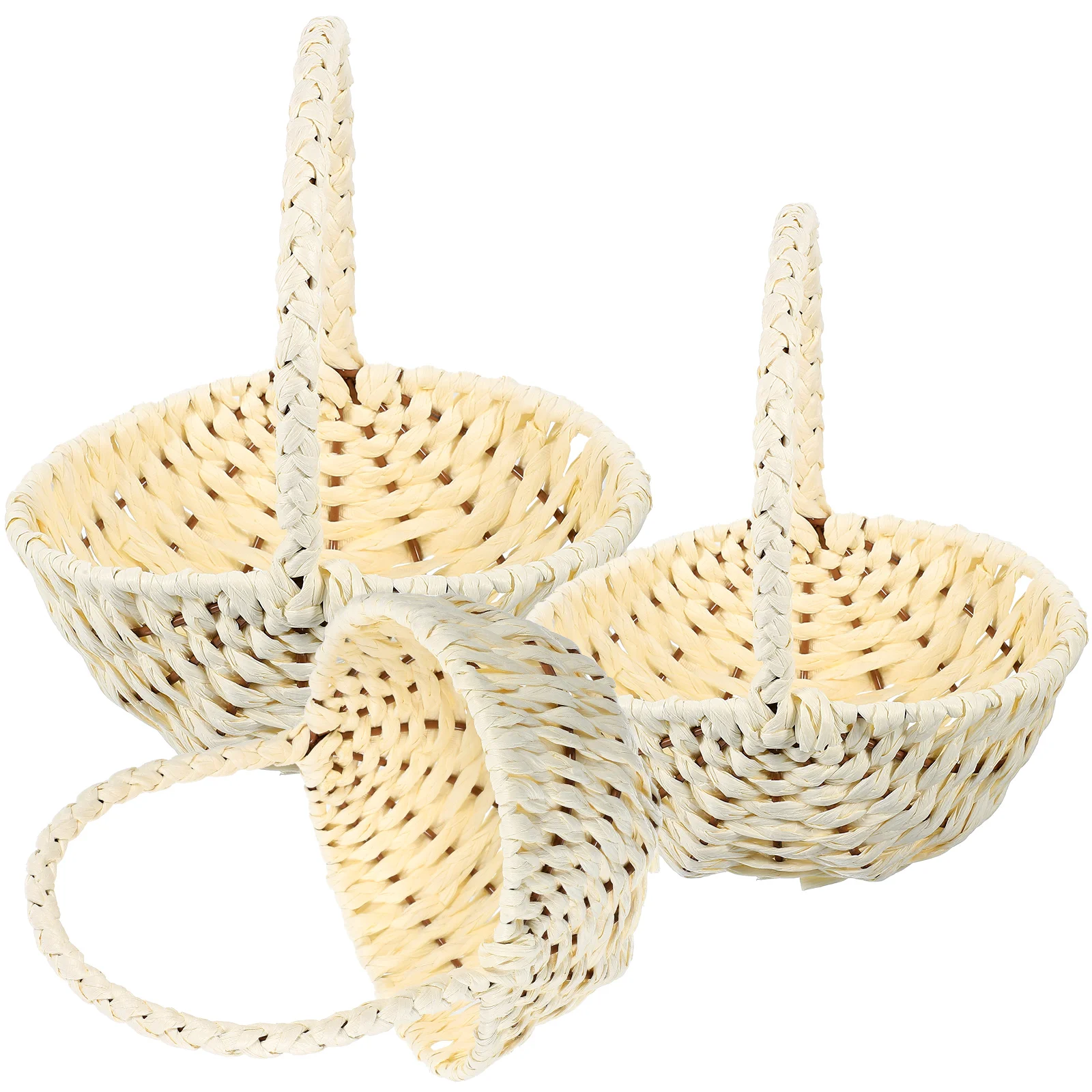

3 Pcs Woven Picnic Basket Handmade Food Container Delicate Storage Holder Portable Rural Style Gift Traditional Design Natural