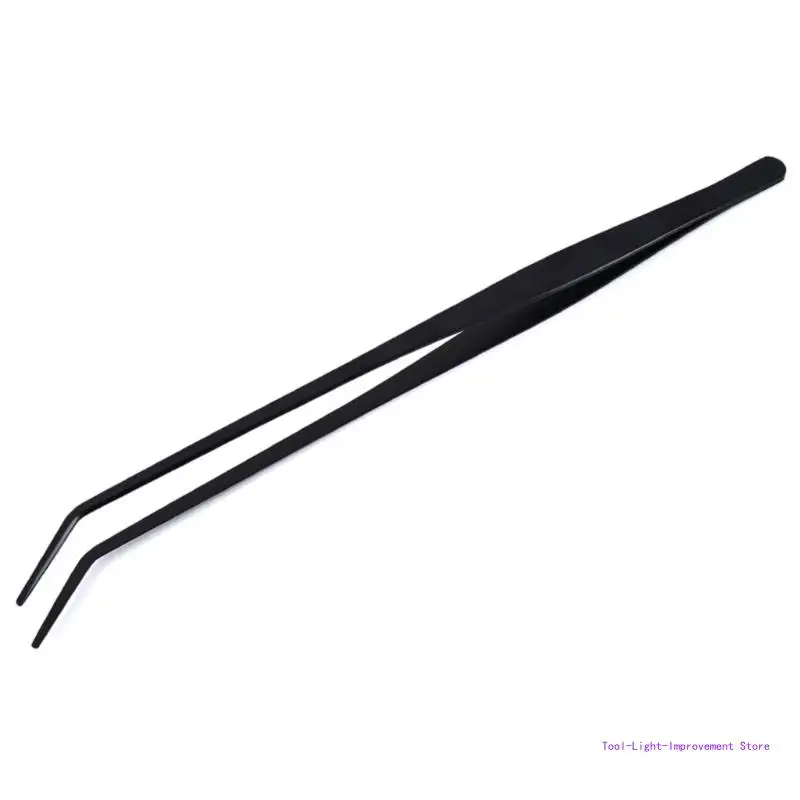 C63E Quality Aquatic Tweezers Set 27cm Steel Straight & Curved for Aquarium Planting and Reptiles Feeding Cleaning Tool