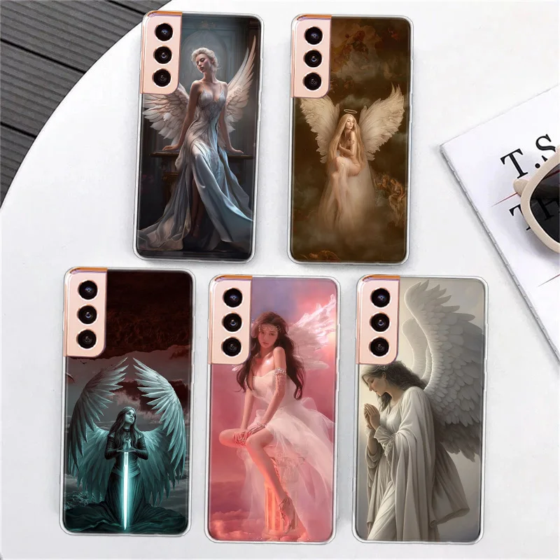 Fantasy Angel Girl Wings Phone Case For Samsung A15 A25 A35 A55 Galaxy A70 A50 A40 A30 A20 A20E A20S A05S M12 M21 M30 M31 M32