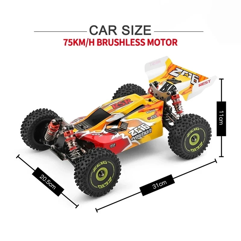 WLtoys 144010 144001 4WD RC Car 75KM/H Brushless Electric 2.4G High Speed Off-Road Remote Control Drift Toys For Children Racing