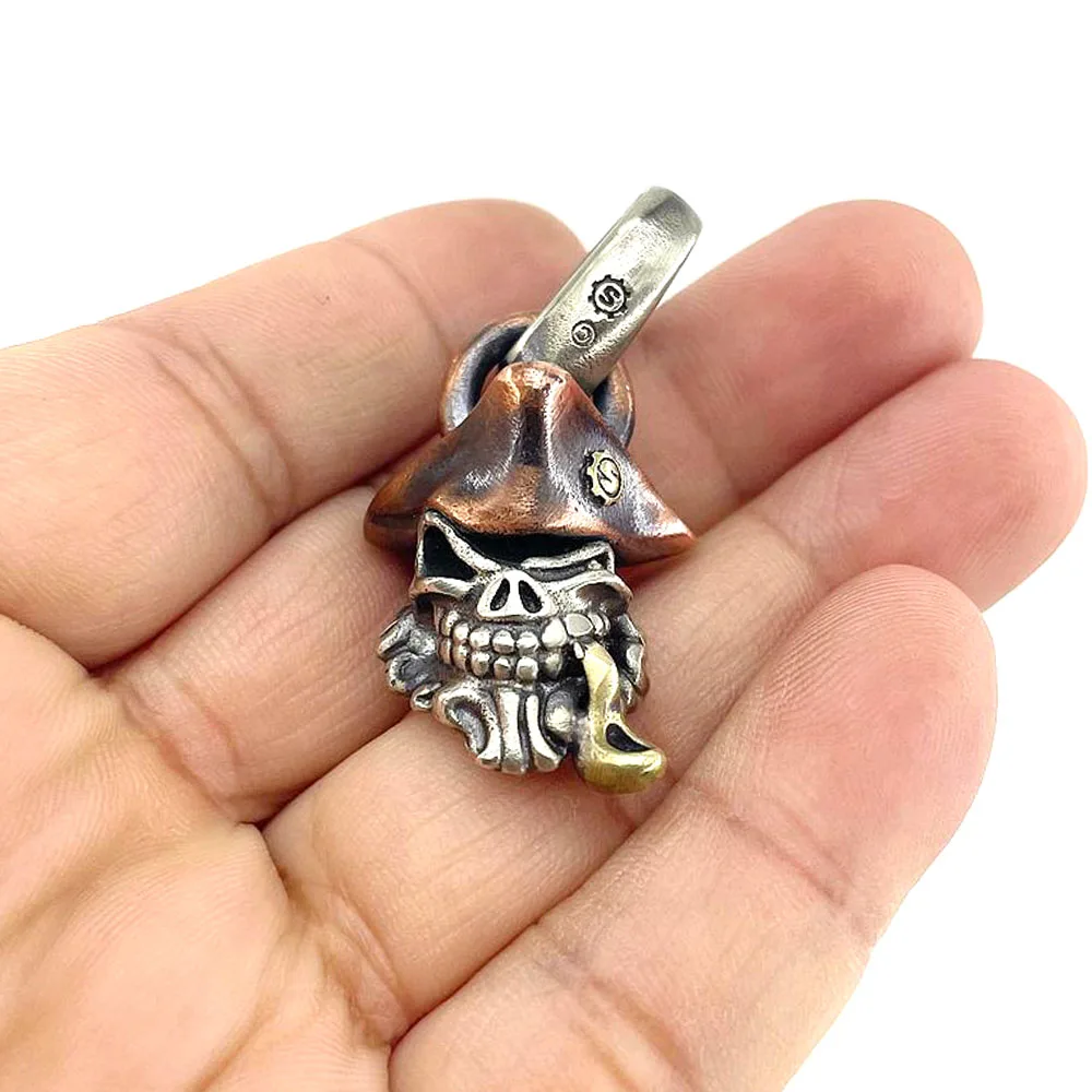 EDC White Brass Copper Classic S Mark Skull Pendant Outdoor Accessories DIY Keychain Tool