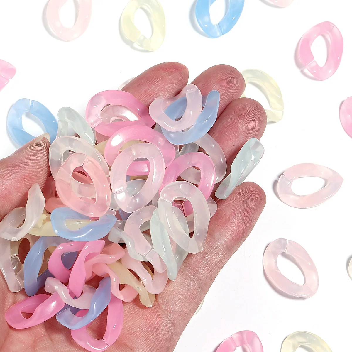 50pcs Acrylic Link Chain Sweet Candy Color Twisted Chain Beads For Jewelry Making DIY Bracelet Necklace Phone Key Chain Findings image 6