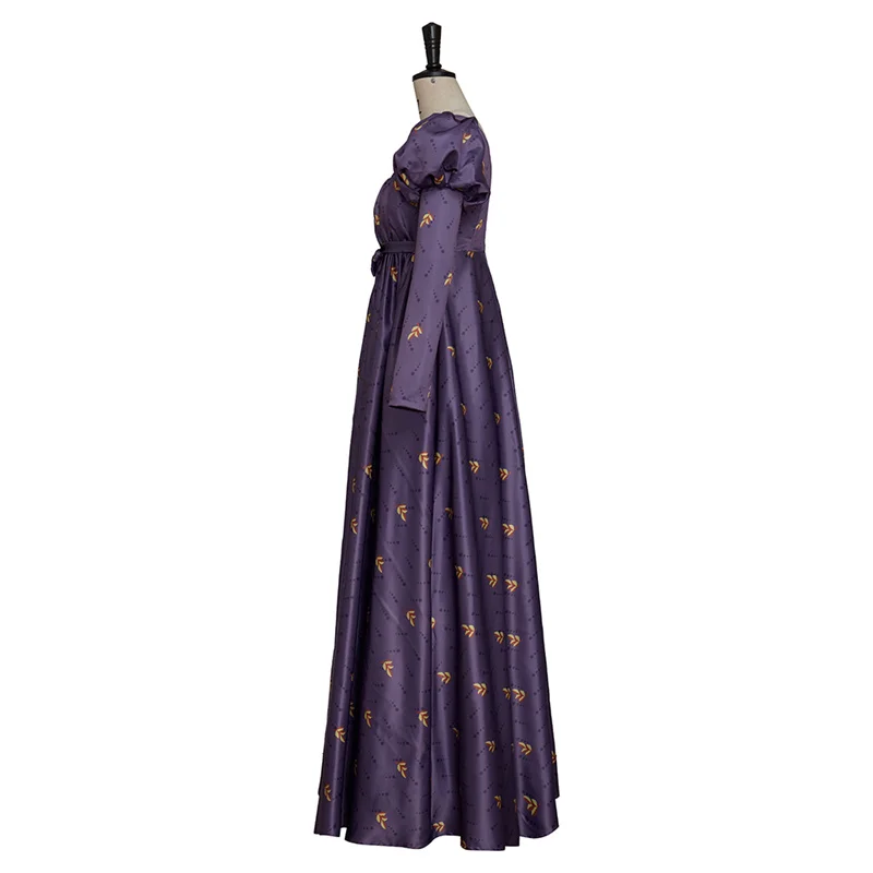 Jane Austen  Regency Floral Ball Dress Purple Vintage High Waistline Costumes Ball Gown